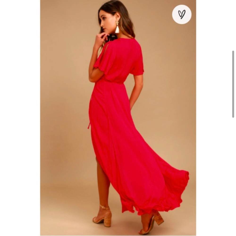 Lulu’s Much Obliged Maxi Wrap Dress M RED Great Condition - Picture 3 of 10